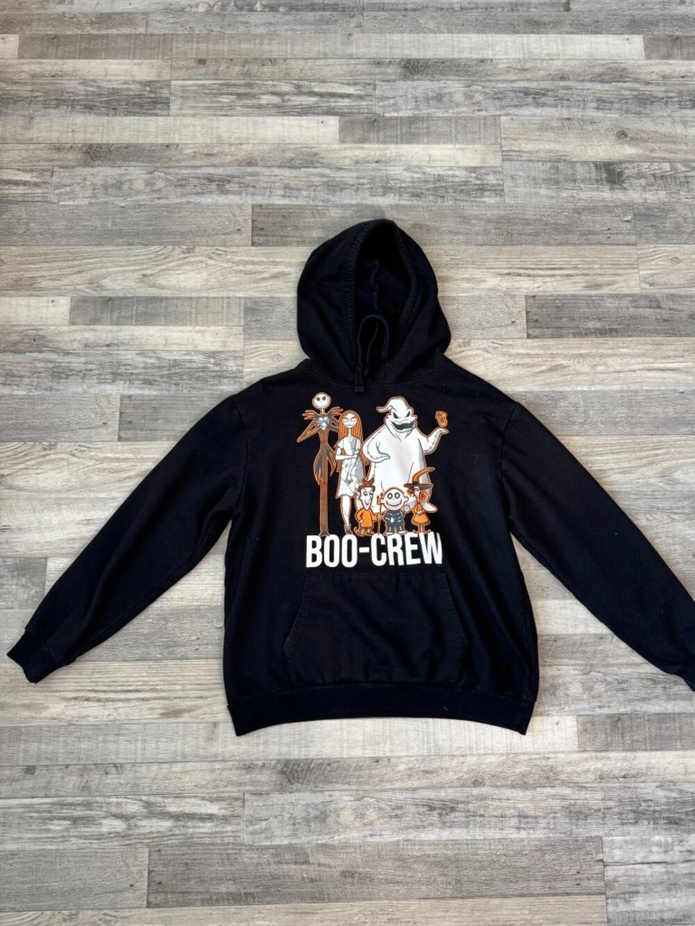 Nightmare Before Christmas black hoodie Halloween Boo Crew size XL L3
